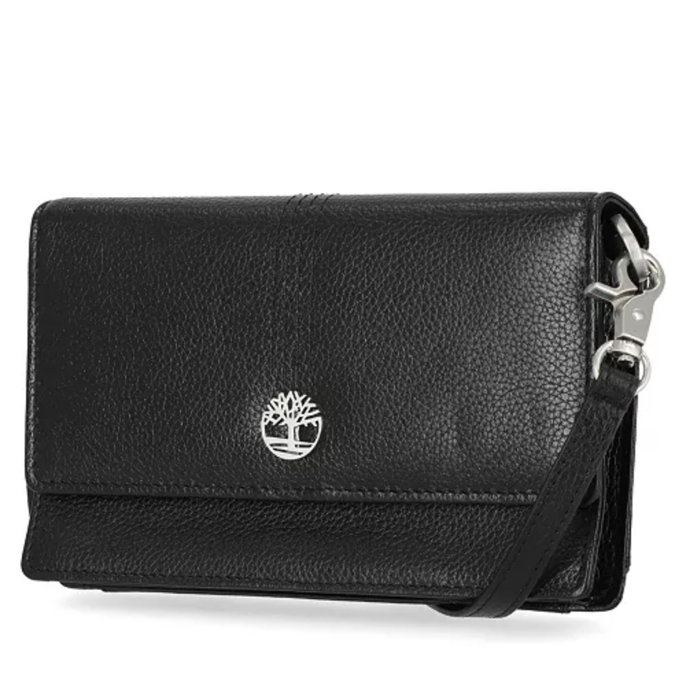Timberland Women's RFID Leather Crossbody Bag Wallet Purse black, new